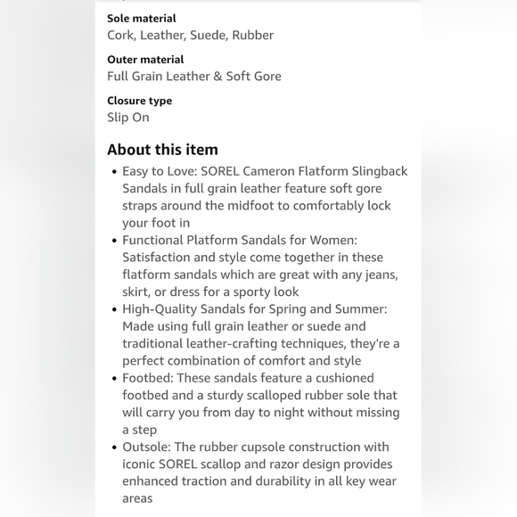 SOREL Cameron Flatform Slingback Suede/Fabric Sandals-Chrome Grey/Chalk Size 8 - Picture 6 of 13